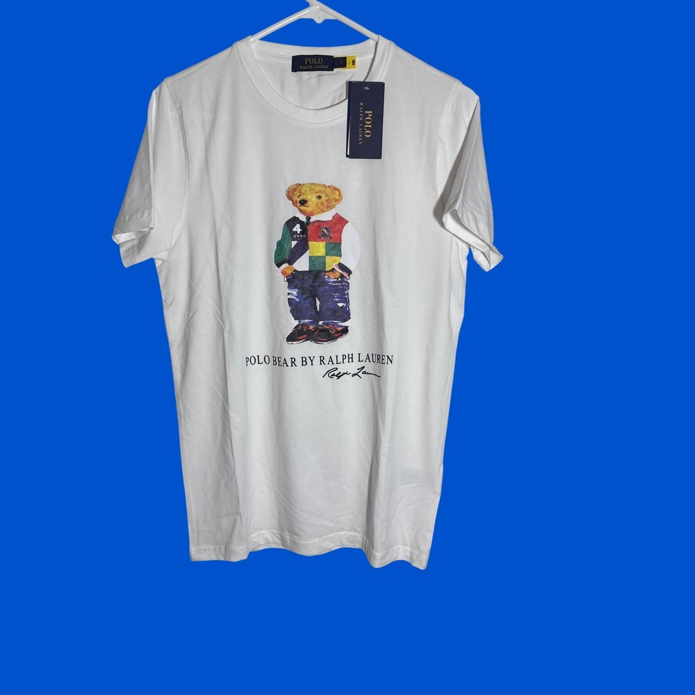 Ralph Lauren Rugby Polo Bear T Shirt NWT sz S (Tiny Ink Dot on Back)
